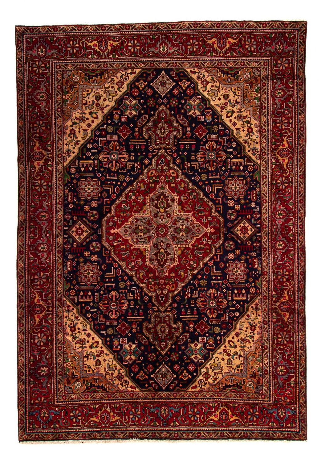 Tapis persan - Tabriz - 297 x 197 cm - bleu foncé