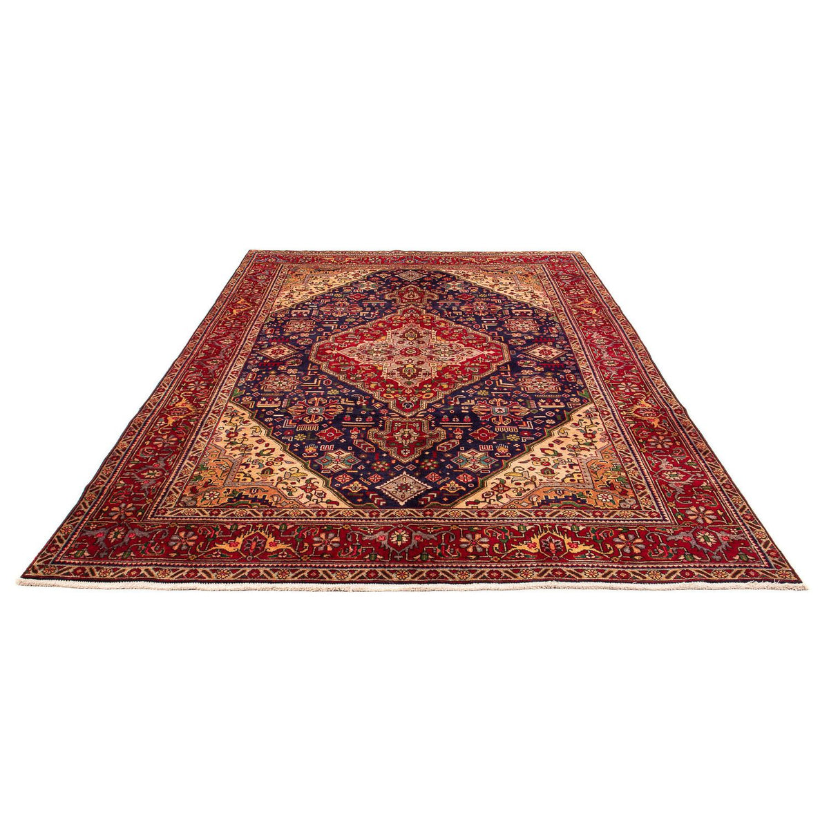 Tapis persan - Tabriz - 297 x 197 cm - bleu foncé
