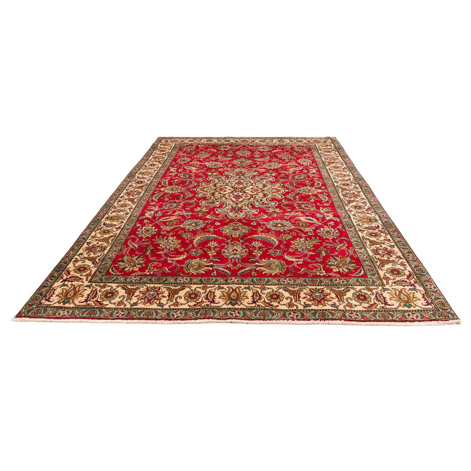 Tapis persan - Tabriz - 300 x 203 cm - rouge foncé