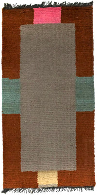 Tapis Népalais - 140 x 70 cm - argent