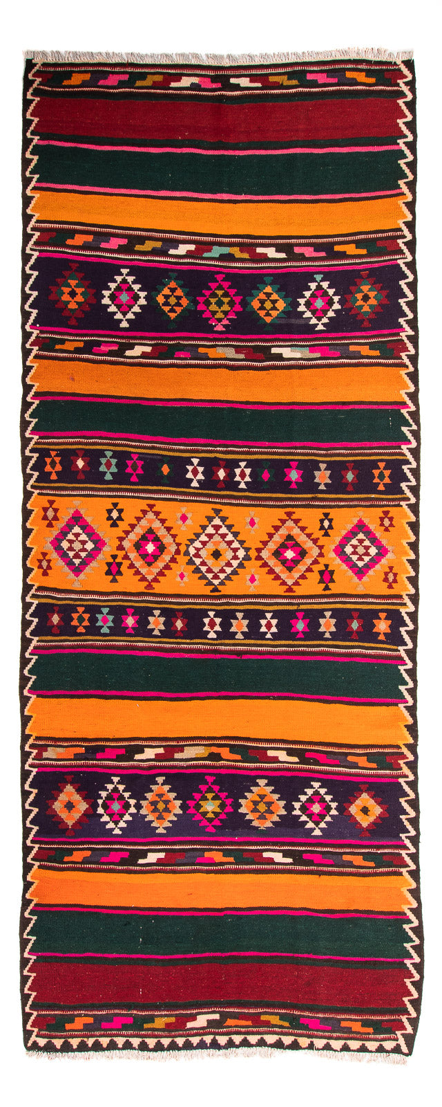 Tapis de couloir Tapis Kelim - Vieux - 355 x 150 cm - multicolore