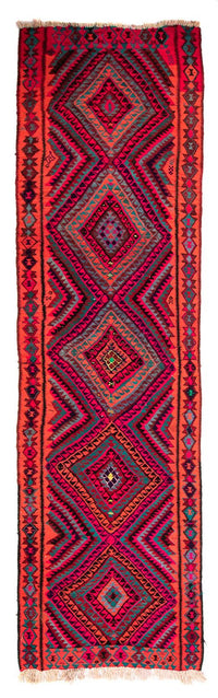 Tapis de couloir Tapis Kelim - Vieux - 380 x 120 cm - multicolore