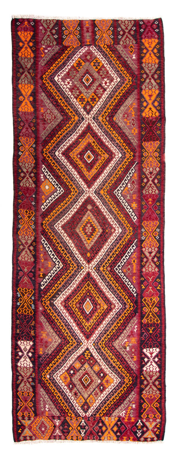 Tapis de couloir Tapis Kelim - Vieux - 375 x 140 cm - multicolore