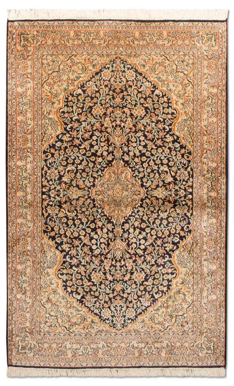 Tapis en soie - Soie du Cachemire - 153 x 93 cm - bleu foncé