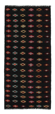 Tapis de couloir Tapis Kelim - Splash - 195 x 85 cm - noir