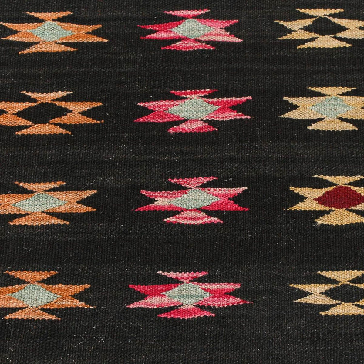 Tapis de couloir Tapis Kelim - Splash - 195 x 85 cm - noir