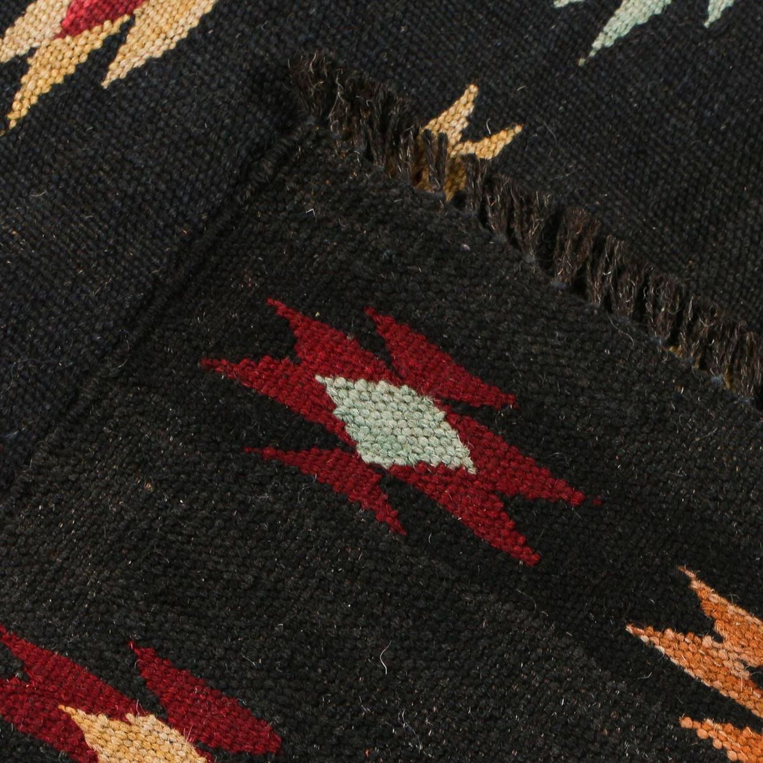 Tapis de couloir Tapis Kelim - Splash - 195 x 85 cm - noir