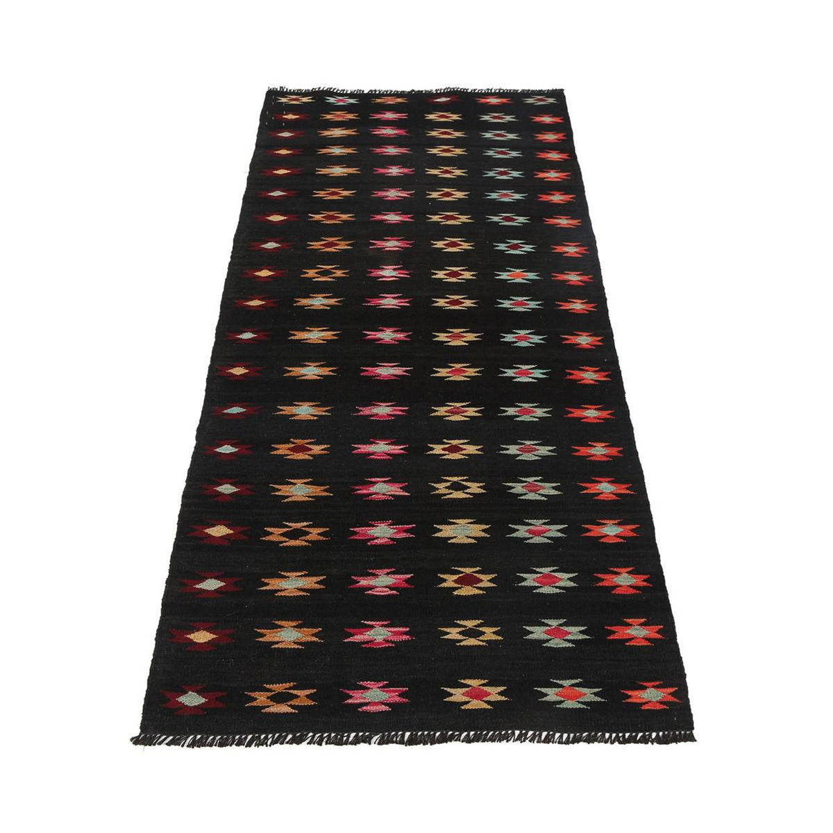 Tapis de couloir Tapis Kelim - Splash - 195 x 85 cm - noir