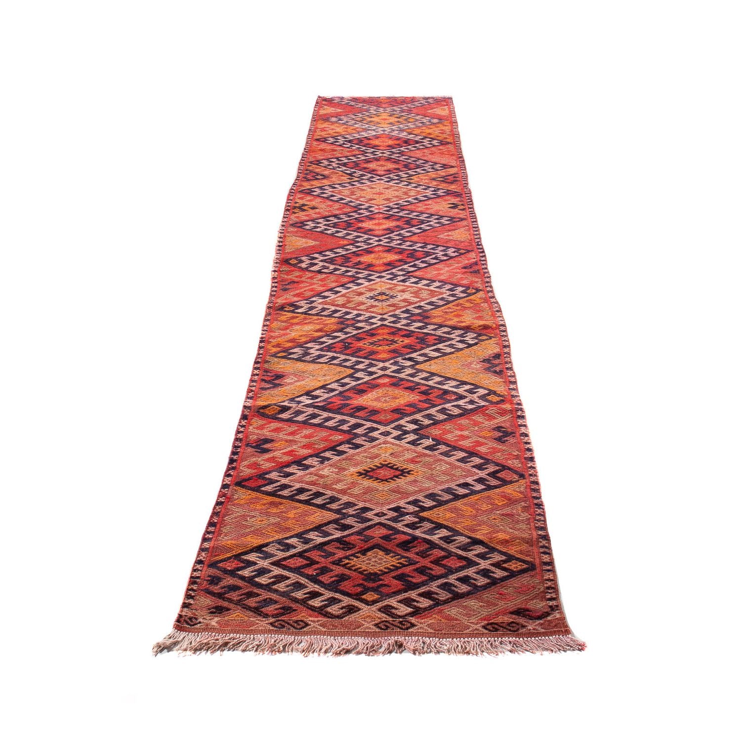 Tapis de couloir Tapis Kelim - Vieux - 380 x 75 cm - multicolore