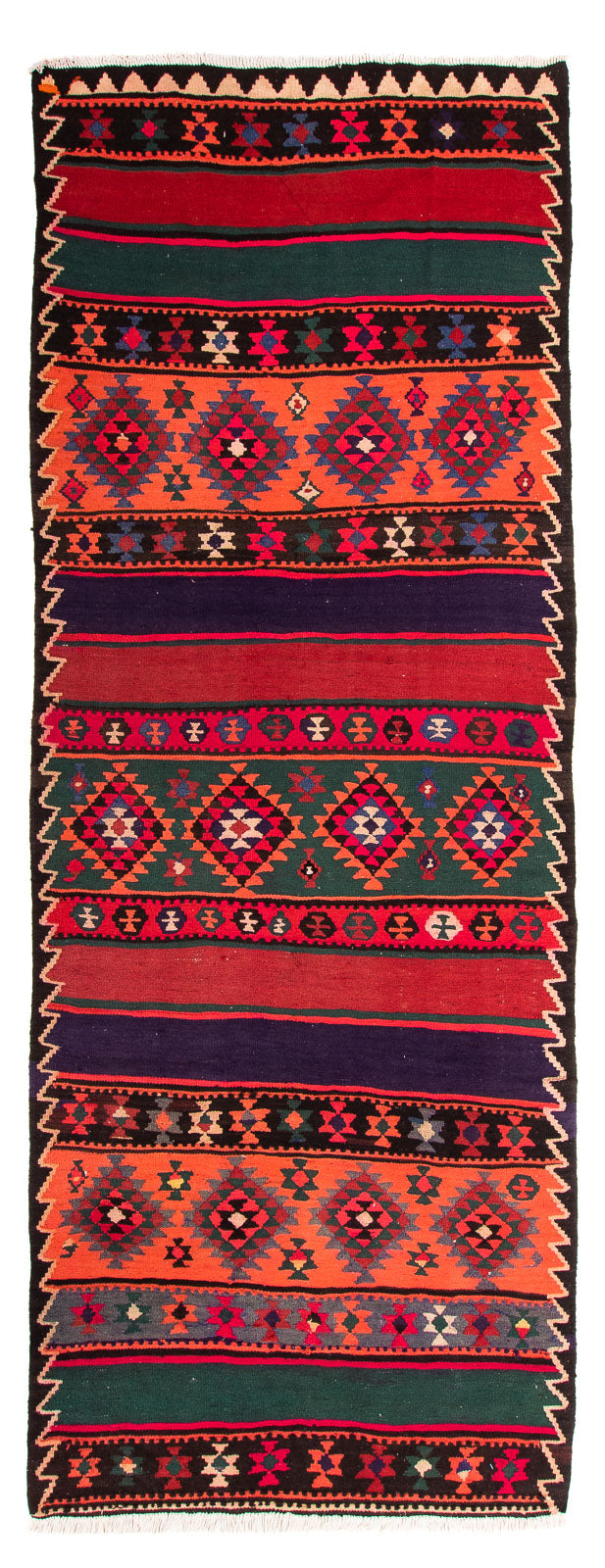 Tapis de couloir Tapis Kelim - Vieux - 380 x 135 cm - multicolore
