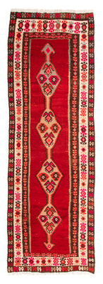 Tapis de couloir Tapis Kelim - Vieux - 380 x 150 cm - multicolore