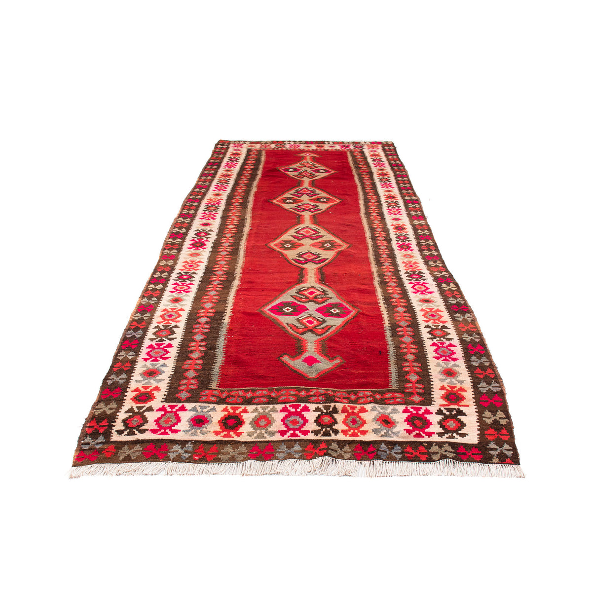 Tapis de couloir Tapis Kelim - Vieux - 380 x 150 cm - multicolore