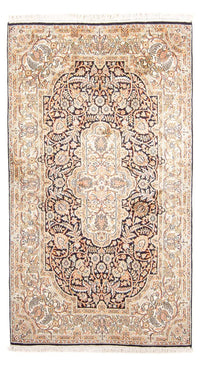 Tapis en soie - Soie du Cachemire - 169 x 94 cm - bleu foncé