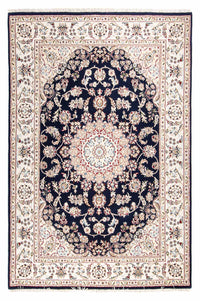 Tapis oriental - Nain - Indus - 196 x 134 cm - bleu foncé