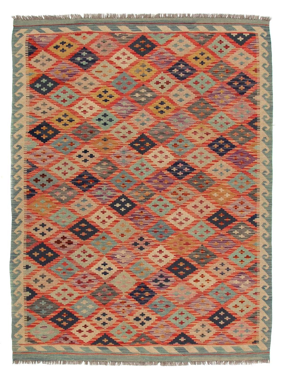 Tapis Kelim - Splash - 197 x 148 cm - multicolore
