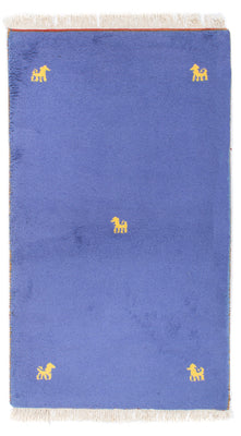 Tapis Gabbeh - Indus - 160 x 94 cm - bleu