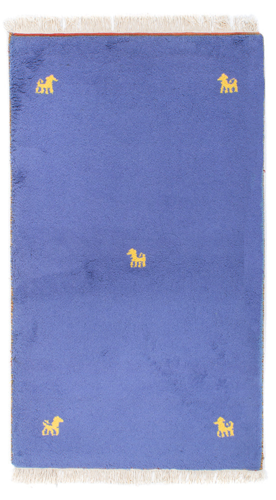 Tapis Gabbeh - Indus - 160 x 94 cm - bleu