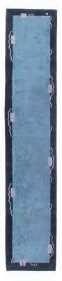 Tapis de couloir Tapis Népalais - 337 x 73 cm - bleu