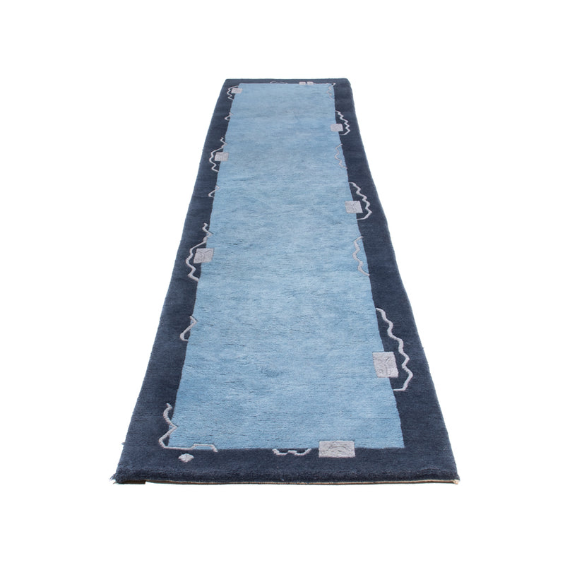 Tapis de couloir Tapis Népalais - 337 x 73 cm - bleu