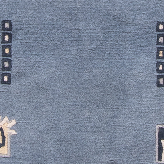 Tapis de couloir Tapis Népalais - 330 x 69 cm - bleu