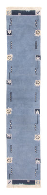 Tapis de couloir Tapis Népalais - 332 x 70 cm - bleu