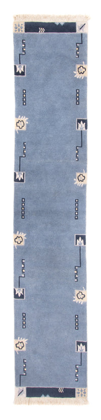 Tapis de couloir Tapis Népalais - 332 x 70 cm - bleu