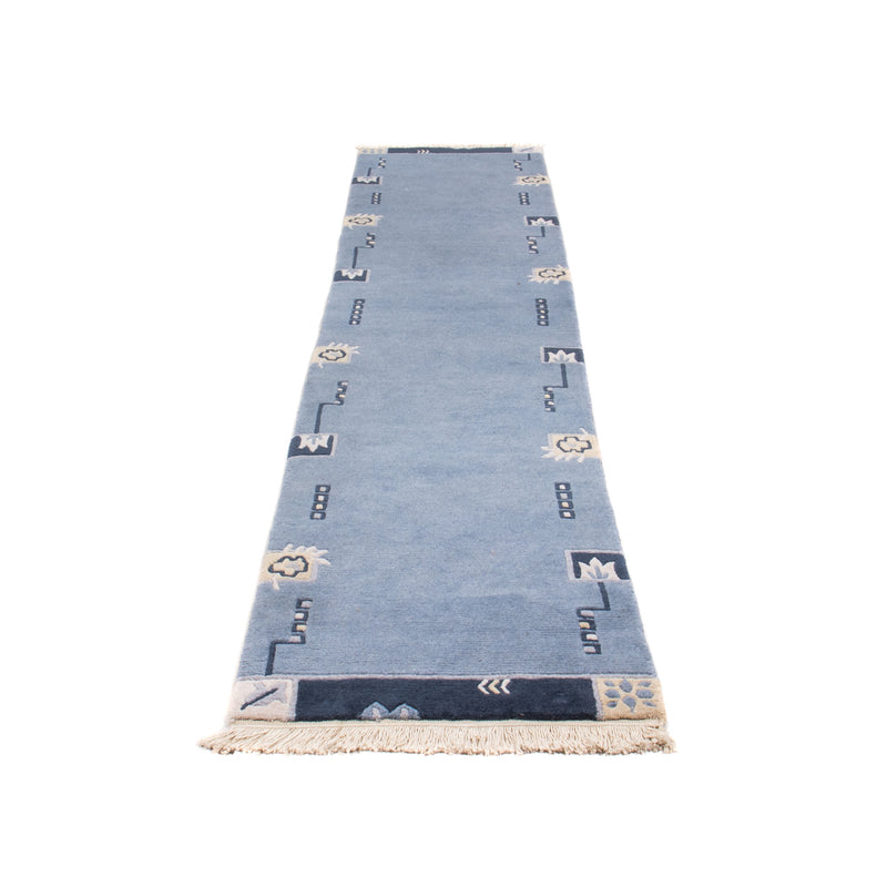 Tapis de couloir Tapis Népalais - 332 x 70 cm - bleu