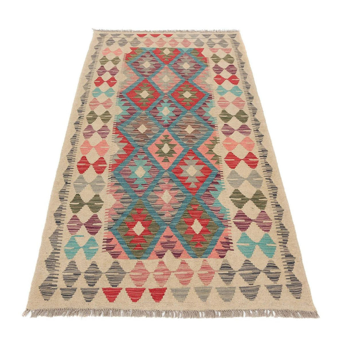 Tapis de couloir Tapis Kelim - Splash - 198 x 110 cm - multicolore