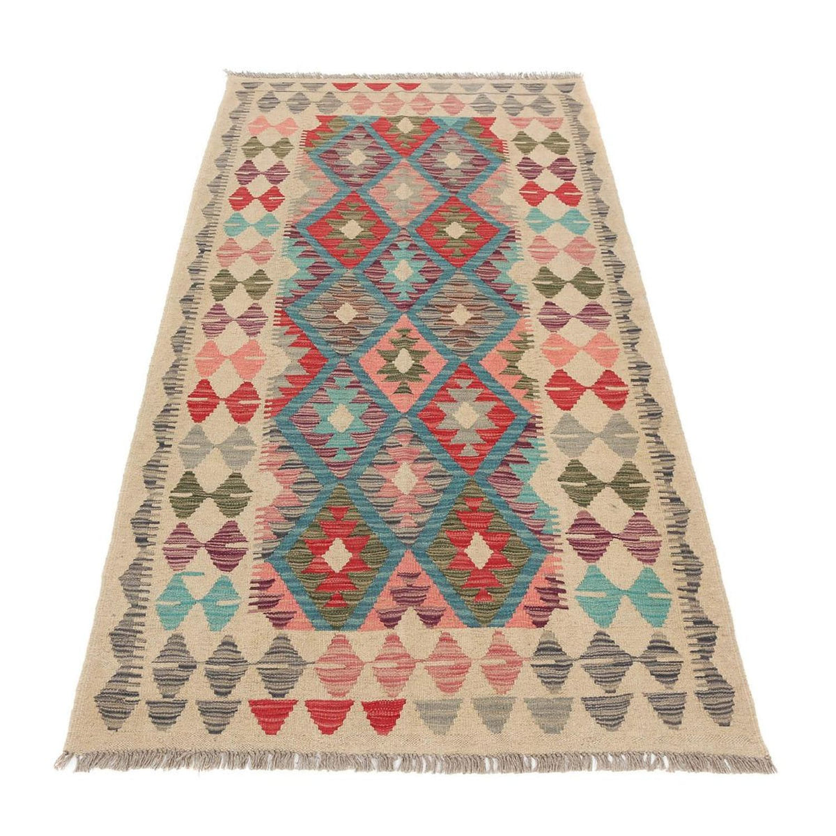 Tapis de couloir Tapis Kelim - Splash - 198 x 110 cm - multicolore