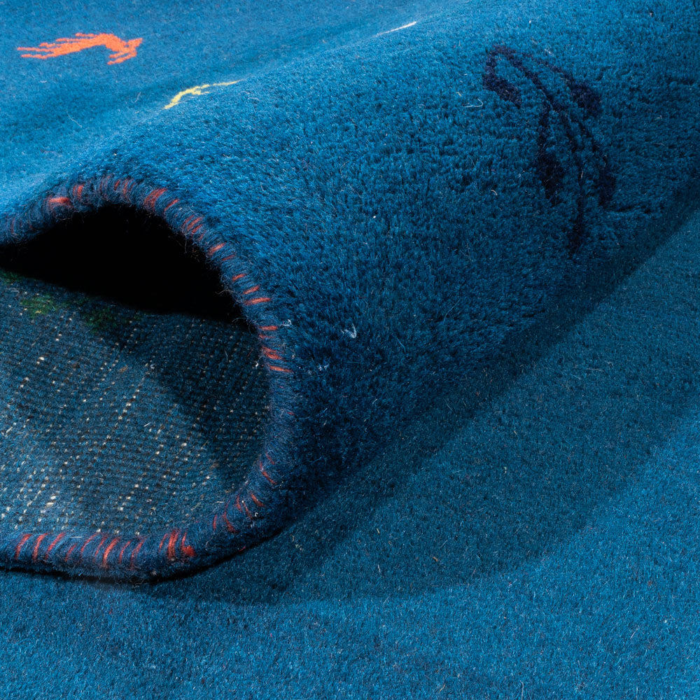 Tapis Gabbeh - Indus - 395 x 313 cm - bleu