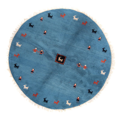 Tapis Gabbeh - Indus ronde  - 195 x 195 cm - bleu