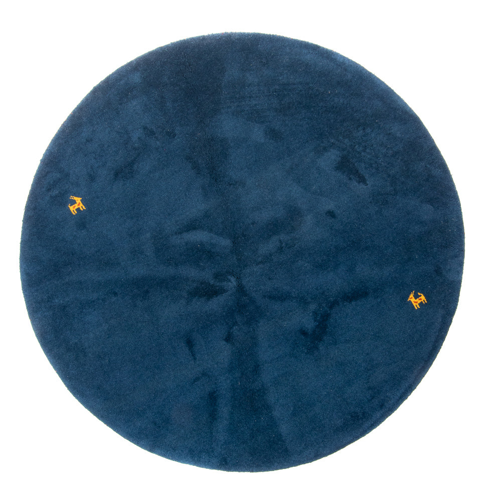 Tapis Gabbeh - Indus ronde  - 190 x 190 cm - bleu
