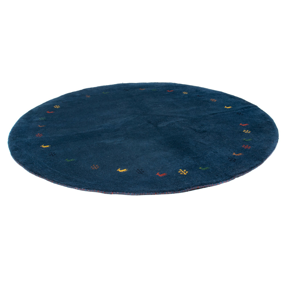 Tapis Gabbeh - Indus ronde  - 196 x 196 cm - bleu