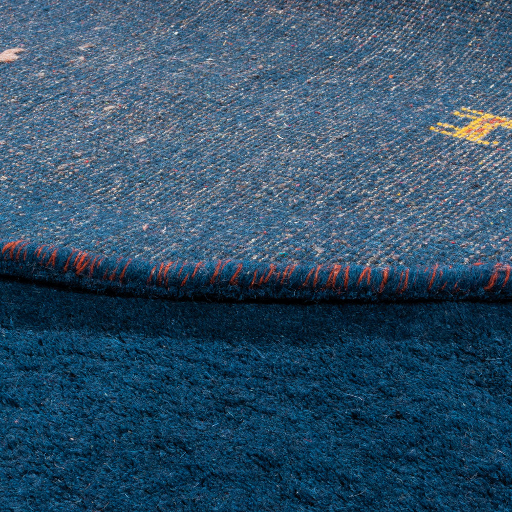 Tapis Gabbeh - Indus ronde  - 189 x 189 cm - bleu