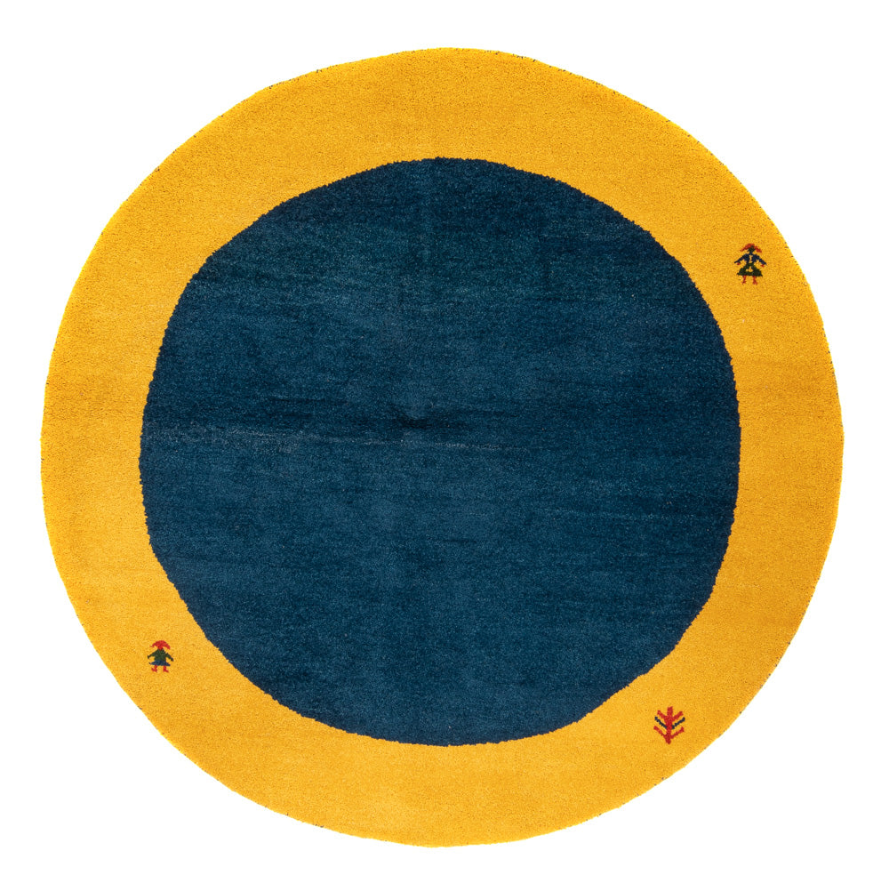 Tapis Gabbeh - Indus ronde  - 195 x 195 cm - bleu