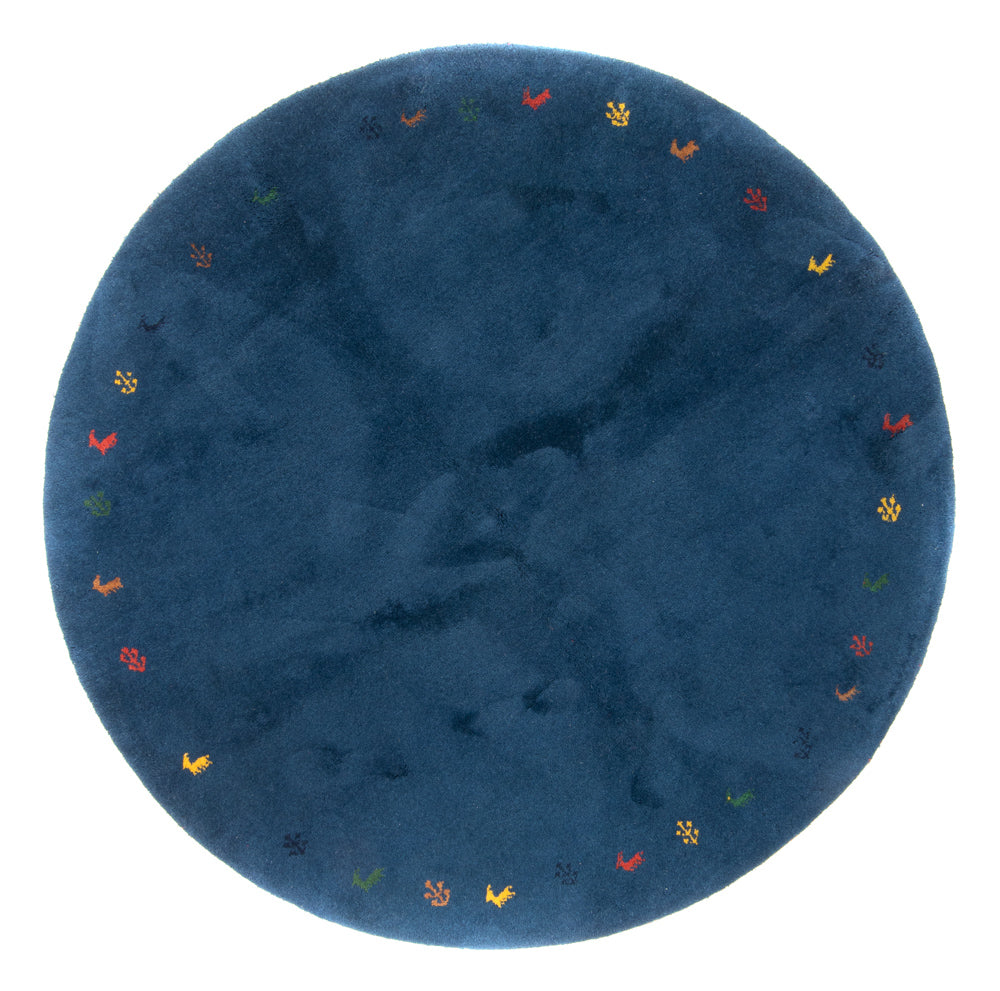 Tapis Gabbeh - Indus ronde  - 199 x 199 cm - bleu