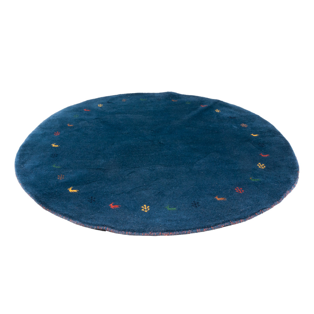 Tapis Gabbeh - Indus ronde  - 194 x 194 cm - bleu