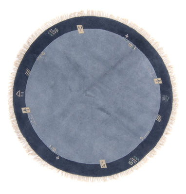 Tapis Népalais ronde  - 197 x 197 cm - bleu