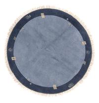 Tapis Népalais ronde  - 197 x 197 cm - bleu