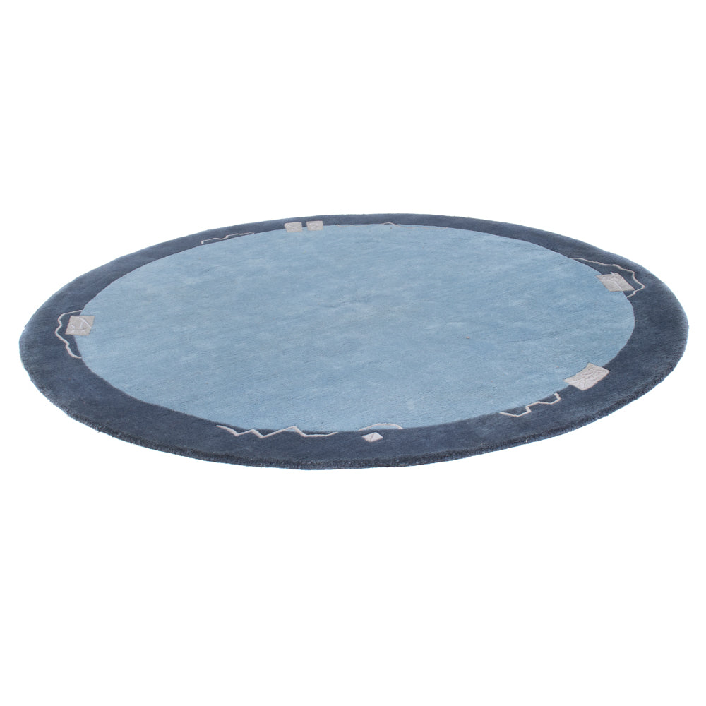 Tapis Népalais ronde  - 210 x 210 cm - bleu