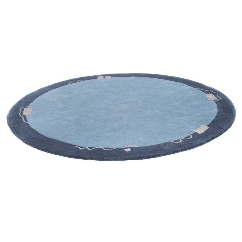 Tapis Népalais ronde  - 210 x 210 cm - bleu