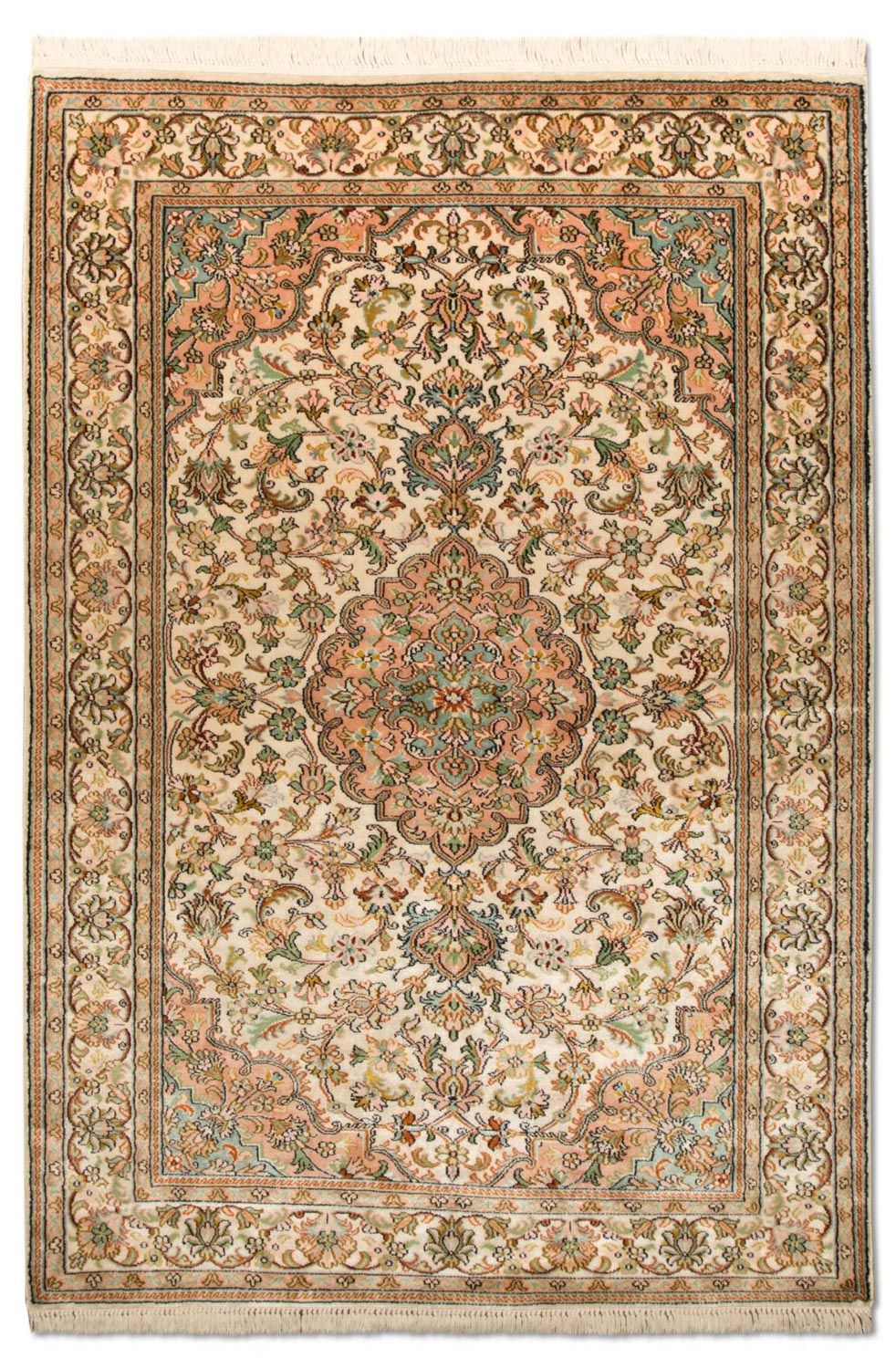 Tapis en soie - Soie du Cachemire - 148 x 93 cm - beige