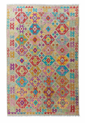 Tapis Kelim - Splash - 294 x 199 cm - multicolore