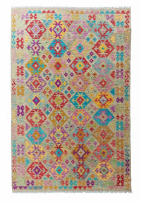 Tapis Kelim - Splash - 294 x 199 cm - multicolore