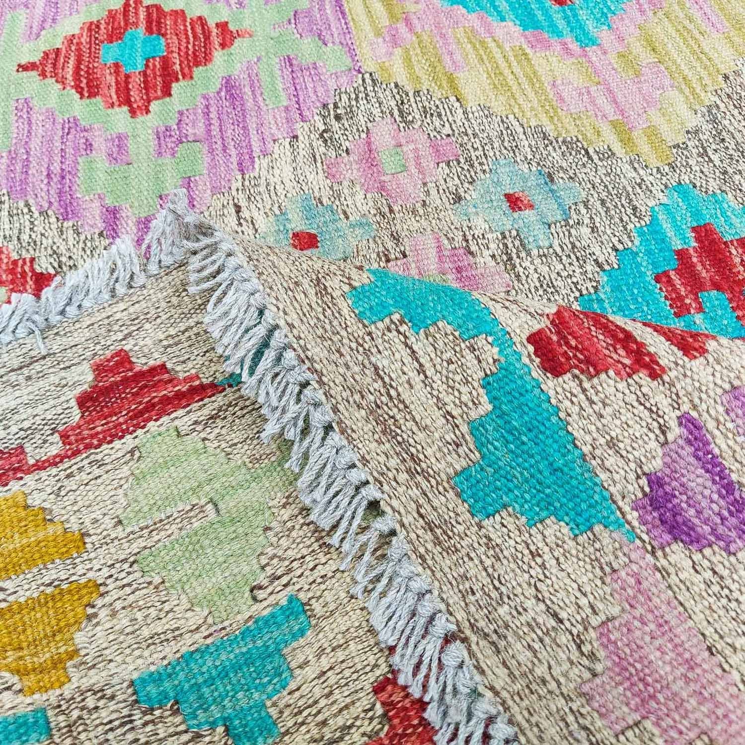 Tapis Kelim - Splash - 294 x 199 cm - multicolore