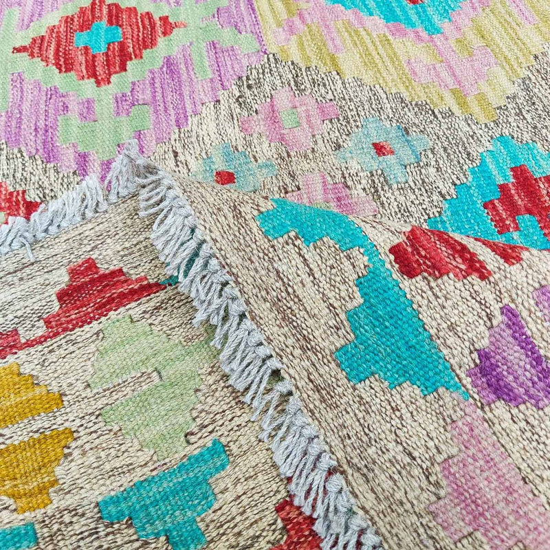 Tapis Kelim - Splash - 294 x 199 cm - multicolore