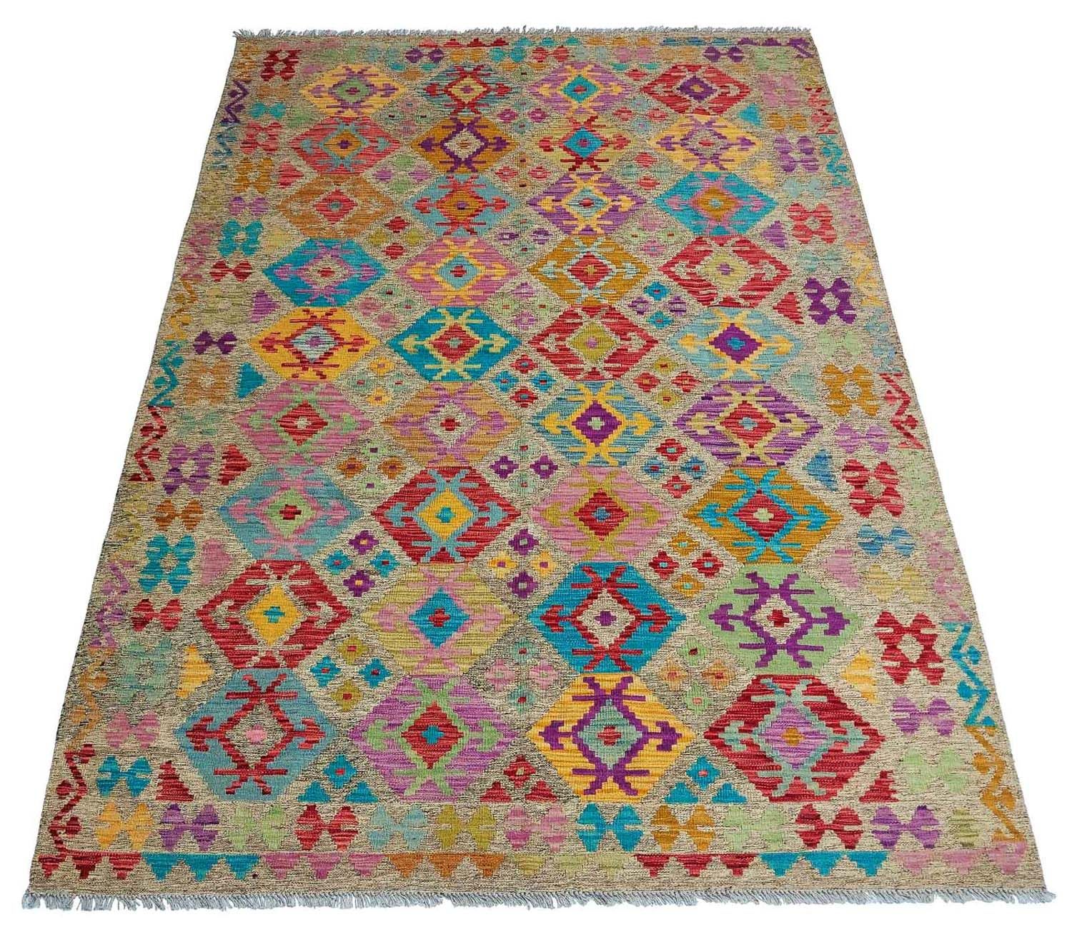 Tapis Kelim - Splash - 294 x 199 cm - multicolore
