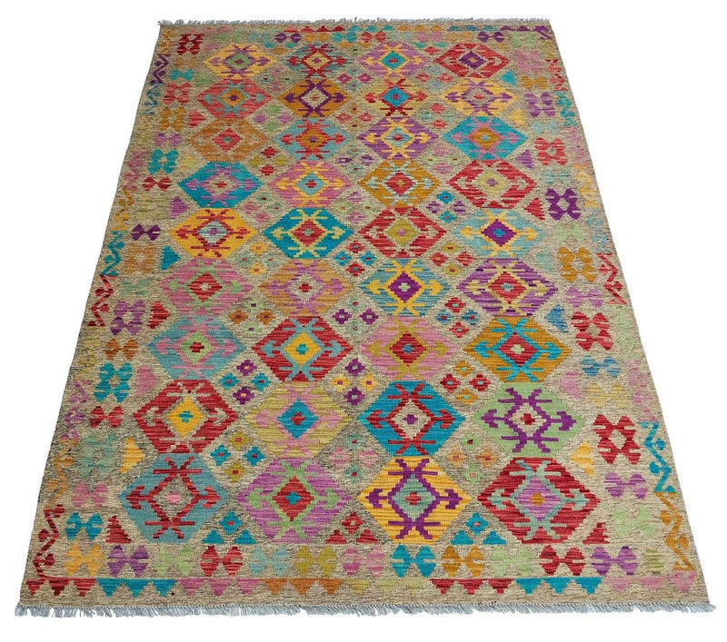 Tapis Kelim - Splash - 294 x 199 cm - multicolore