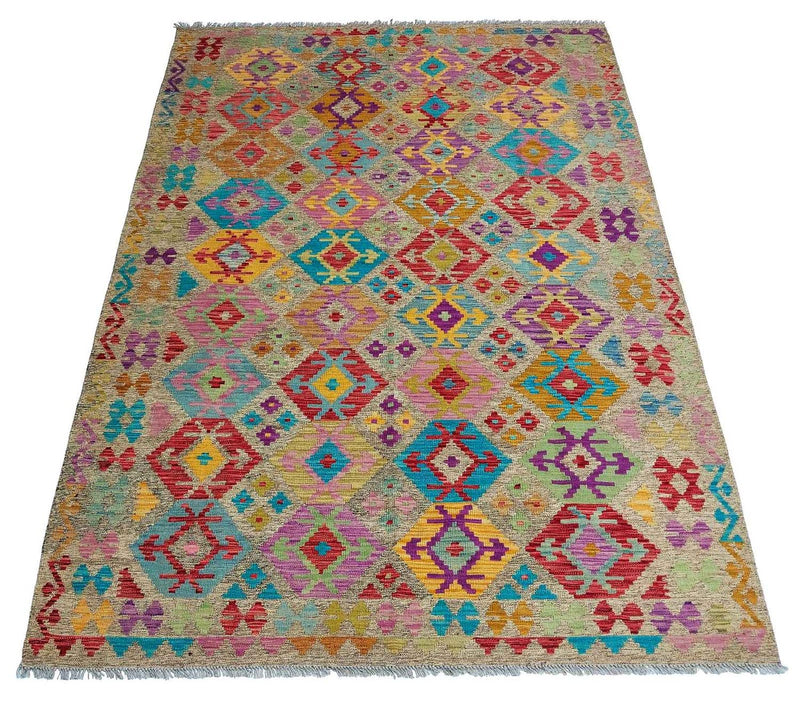 Tapis Kelim - Splash - 294 x 199 cm - multicolore