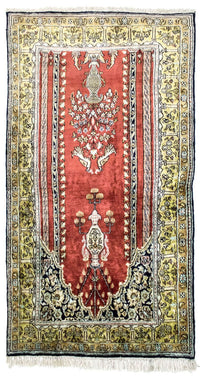 Tapis en soie - Kayseri - 137 x 77 cm - rouge